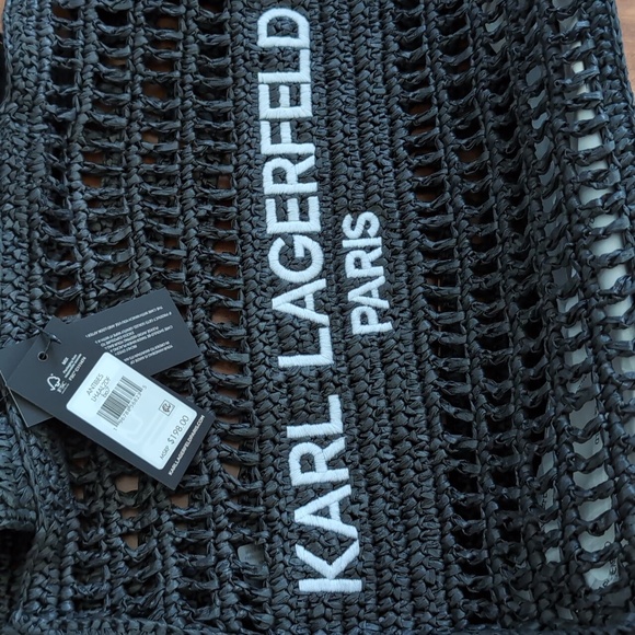 Karl Lagerfeld Paris Large Embroidered Logo Woven Tote Nwt ❤️ - Picture 4 of 8